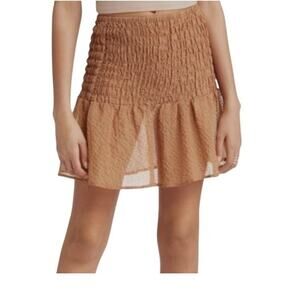 new Open Edit large smocked semi sheer mini skirt Chanterelle SK 3134